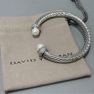 David Yurman Silver and Pearl Bracelet 7mm